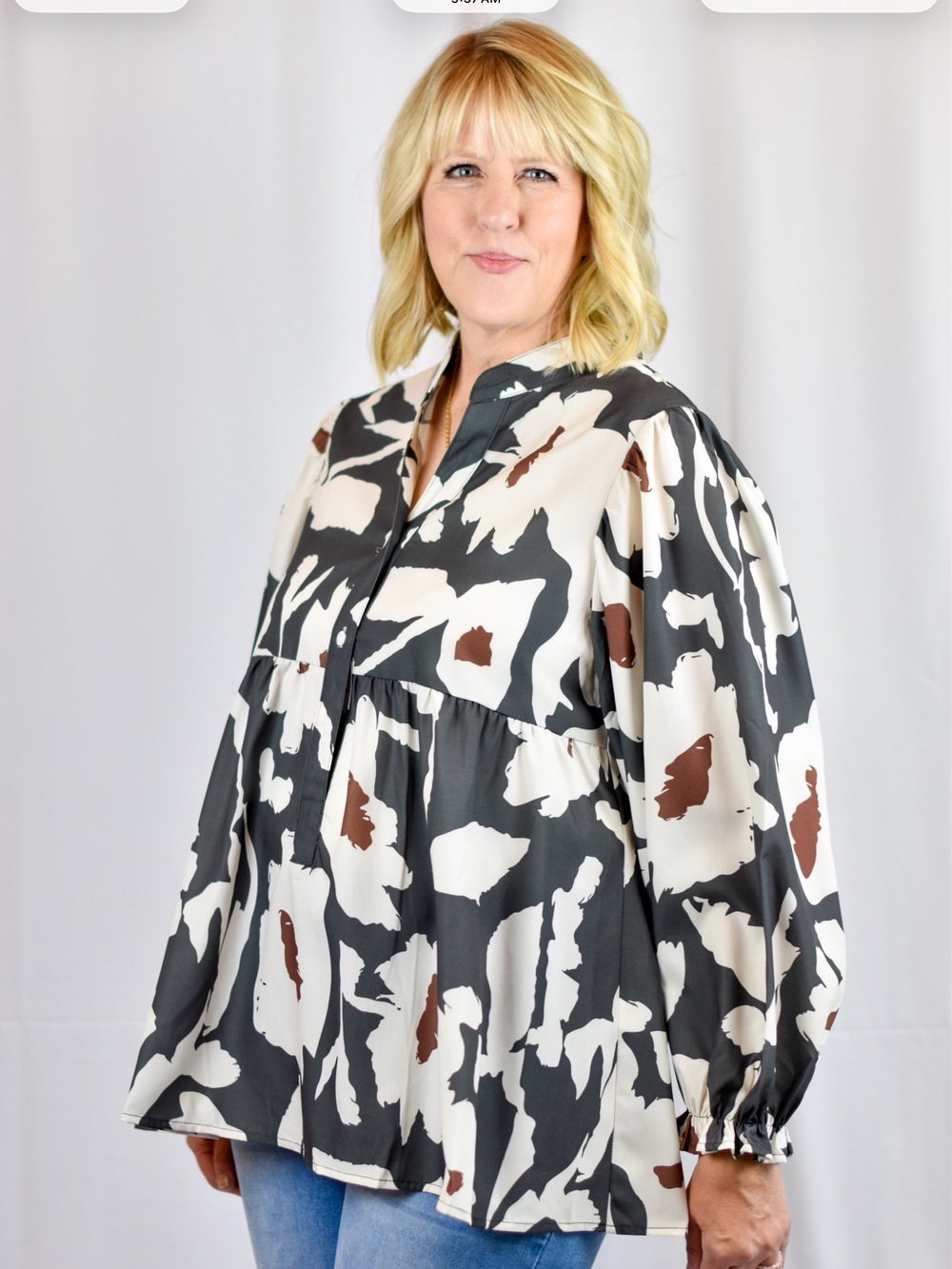 Blouse Peplum Button-Front